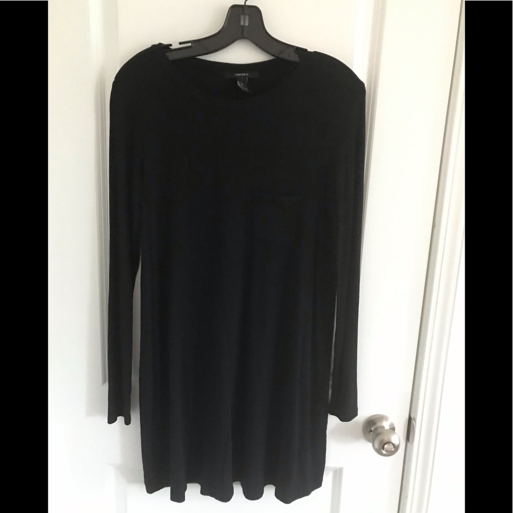 Black long sleeve midi dress